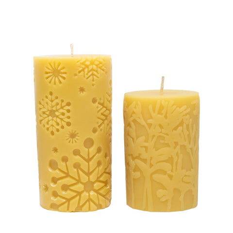 Trees & Snowflakes Beeswax Candles - Ames Farm Single Source Honey