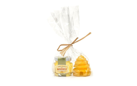 Beeswax Skep Votive Candle & Honey Sampler Gift - Ames Farm Single Source Honey